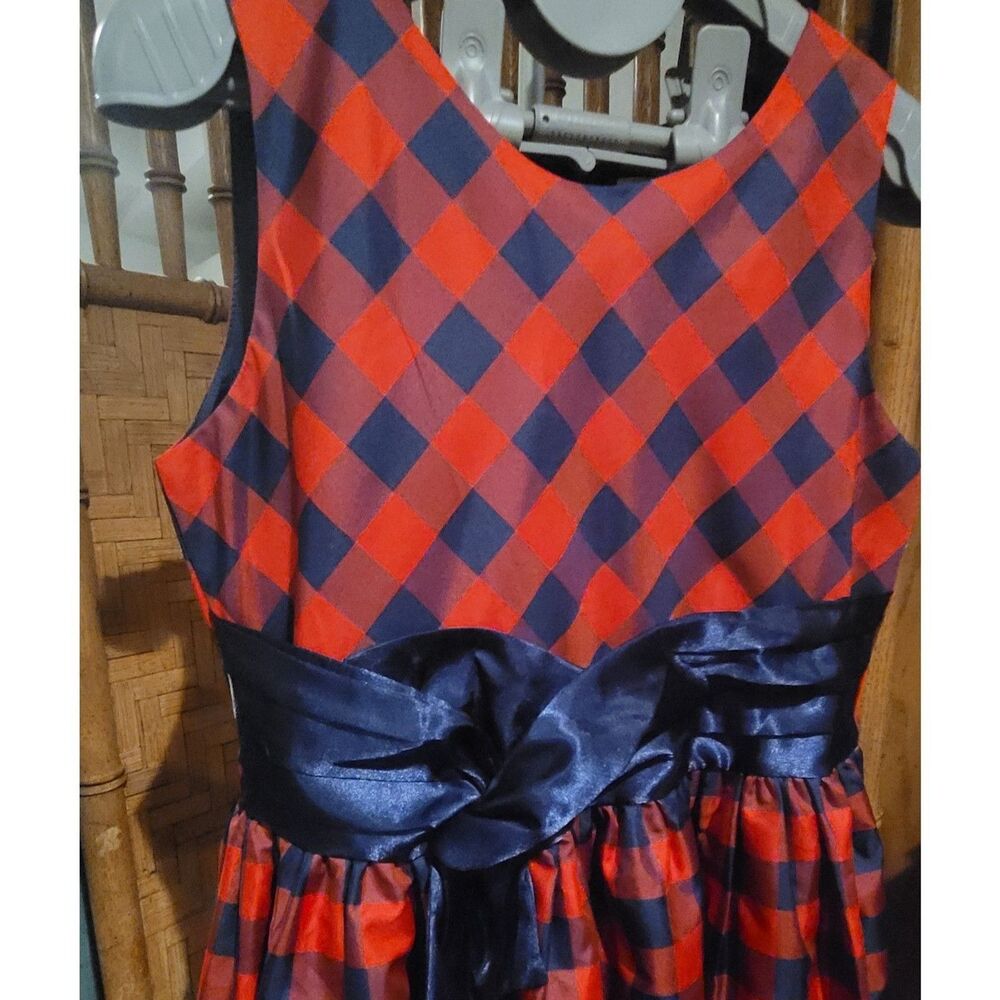 Cat & Jack Girls XL 16/18 Taffeta Holiday Dress Red Navy Blue Plaid Check Tulle - Picture 7 of 8